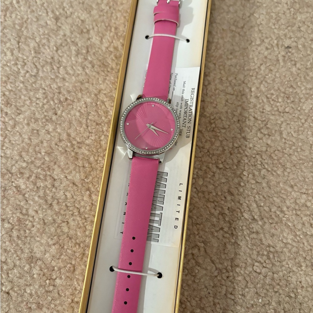 Pink and White Women's Watches with Silver Accents